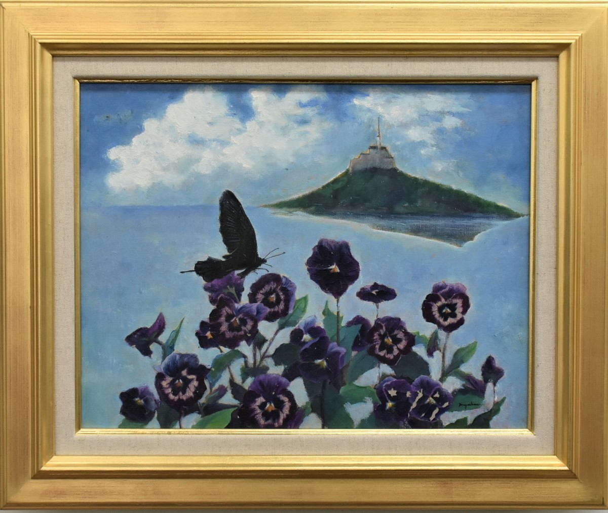Trabajo recomendado para encontrar! Tatsuro Nagahara No. 6 Flores y mariposas Pintura al óleo Masamitsu Gallery, cuadro, pintura al óleo, Naturaleza, Pintura de paisaje