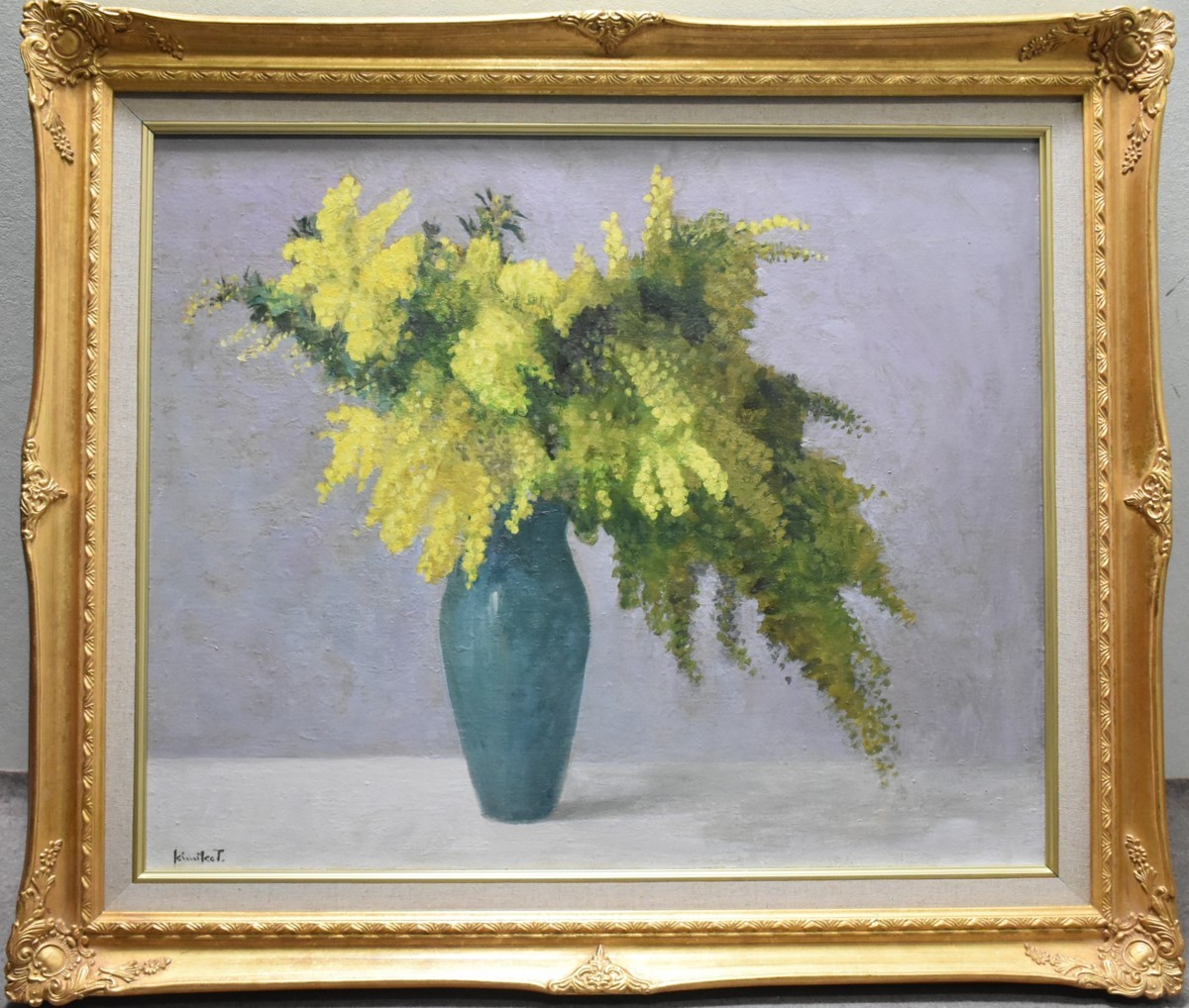 hermosa mimosa, ¡Las flores amarillas son auspiciosas! Kimiko Takamura, No. 12 Pintura al óleo de Mimosa [Galería Masami. 5, 000 piezas en exhibición!], Cuadro, Pintura al óleo, Naturaleza, Pintura de paisaje