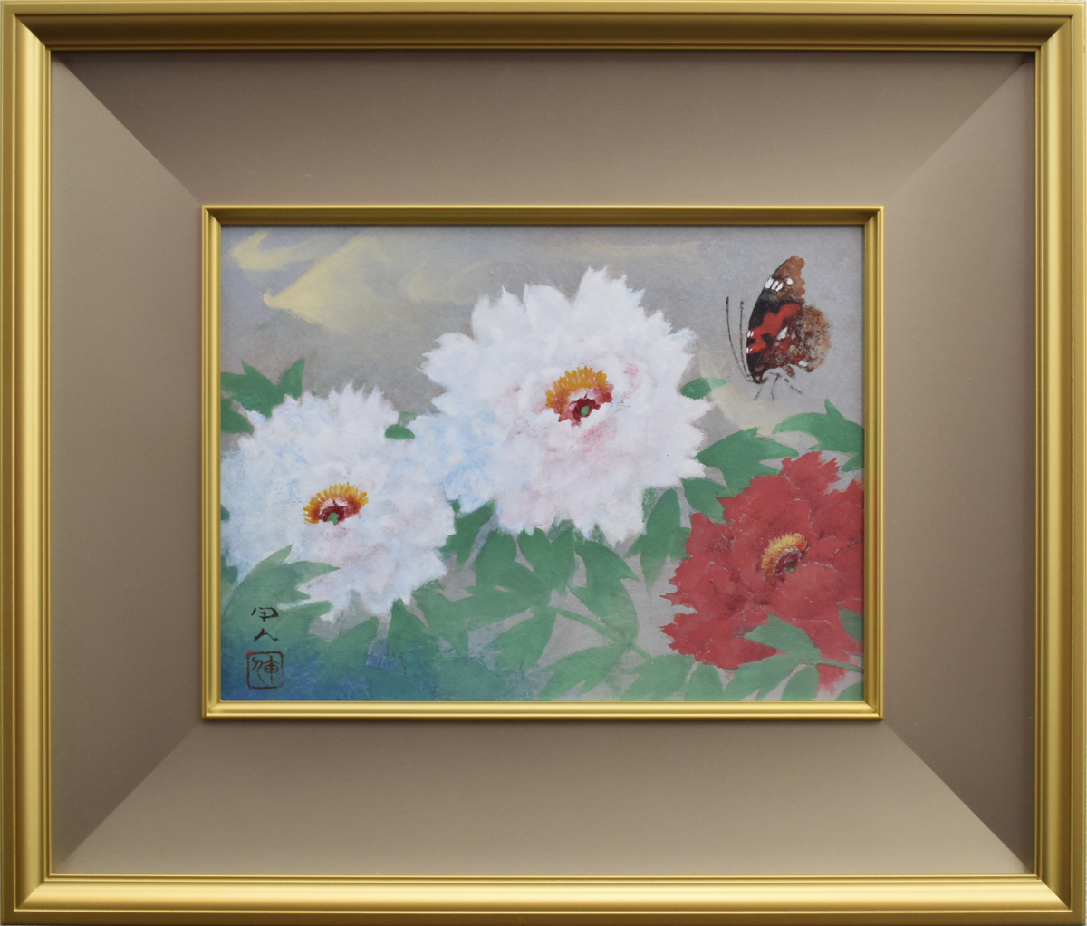 Kojin Kudo No. 4 Peony Butterfly [Galería Seiko] Una de las galerías más grandes de Tokio 53.º aniversario de su creación*, Cuadro, pintura japonesa, Flores y pájaros, Fauna silvestre