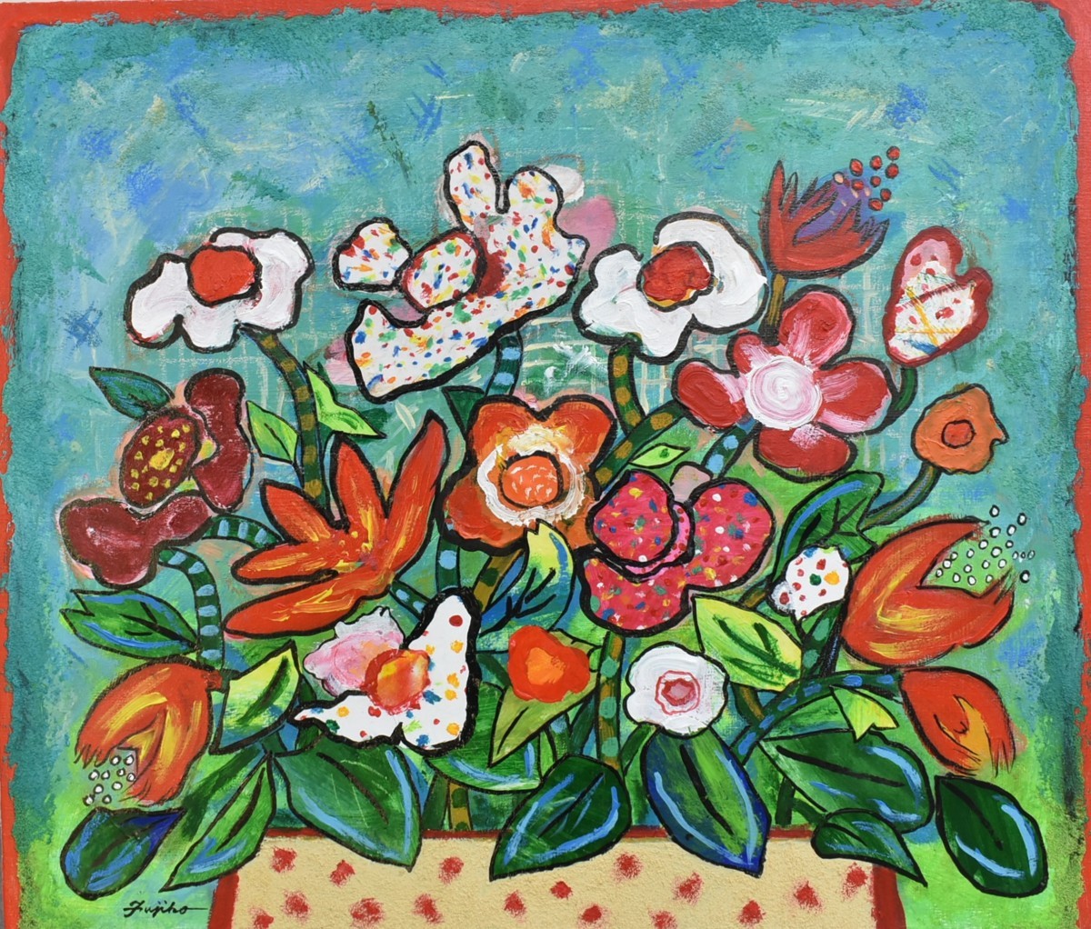 Neues Ölgemälde des beliebten Künstlers Fujiko Shirai, Nr. 10 Blumen des Banketts [Masami Gallery], Malerei, Ölgemälde, Stillleben