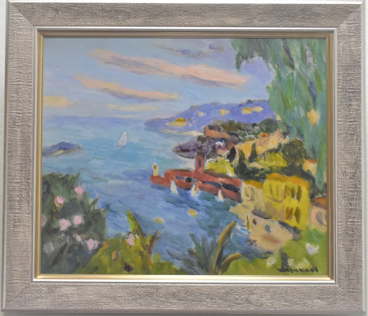 Recommended work! Hiroshi Kasukabe 8F Villefranche Oil painting, Painting, Oil painting, Nature, Landscape painting