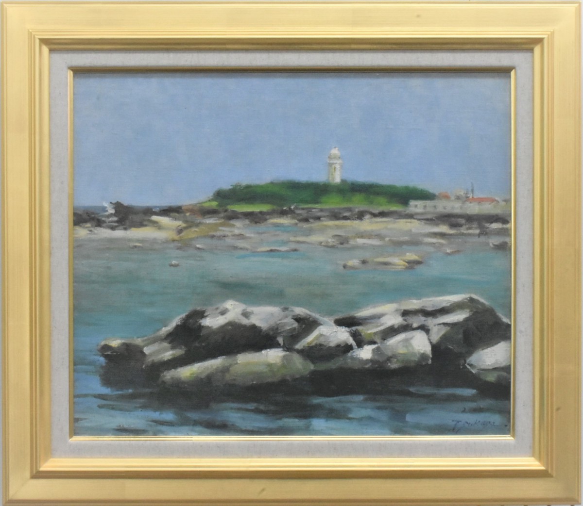 Great find: oil painting by Tsukasa Narusawa, 8F Nojimazaki Lighthouse Masamitsu Gallery, Painting, Oil painting, Nature, Landscape painting