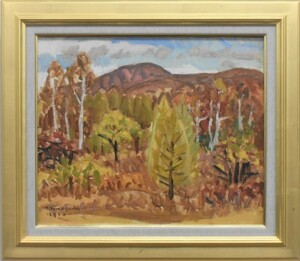 Art hand Auction Belle trouvaille : la peinture à l'huile ! T.yamaguti 8F Galerie Masamitsu de montagne d'automne, Peinture, Peinture à l'huile, Nature, Peinture de paysage