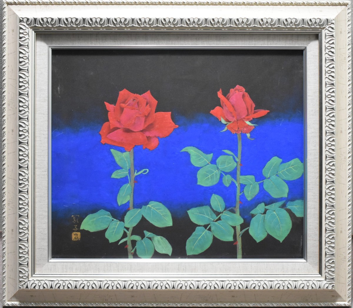 Great find: Japanese painting! Toyozo Kuniko, No. 8 Red Rose at Gallery Seiko, Painting, Japanese painting, Flowers and Birds, Wildlife