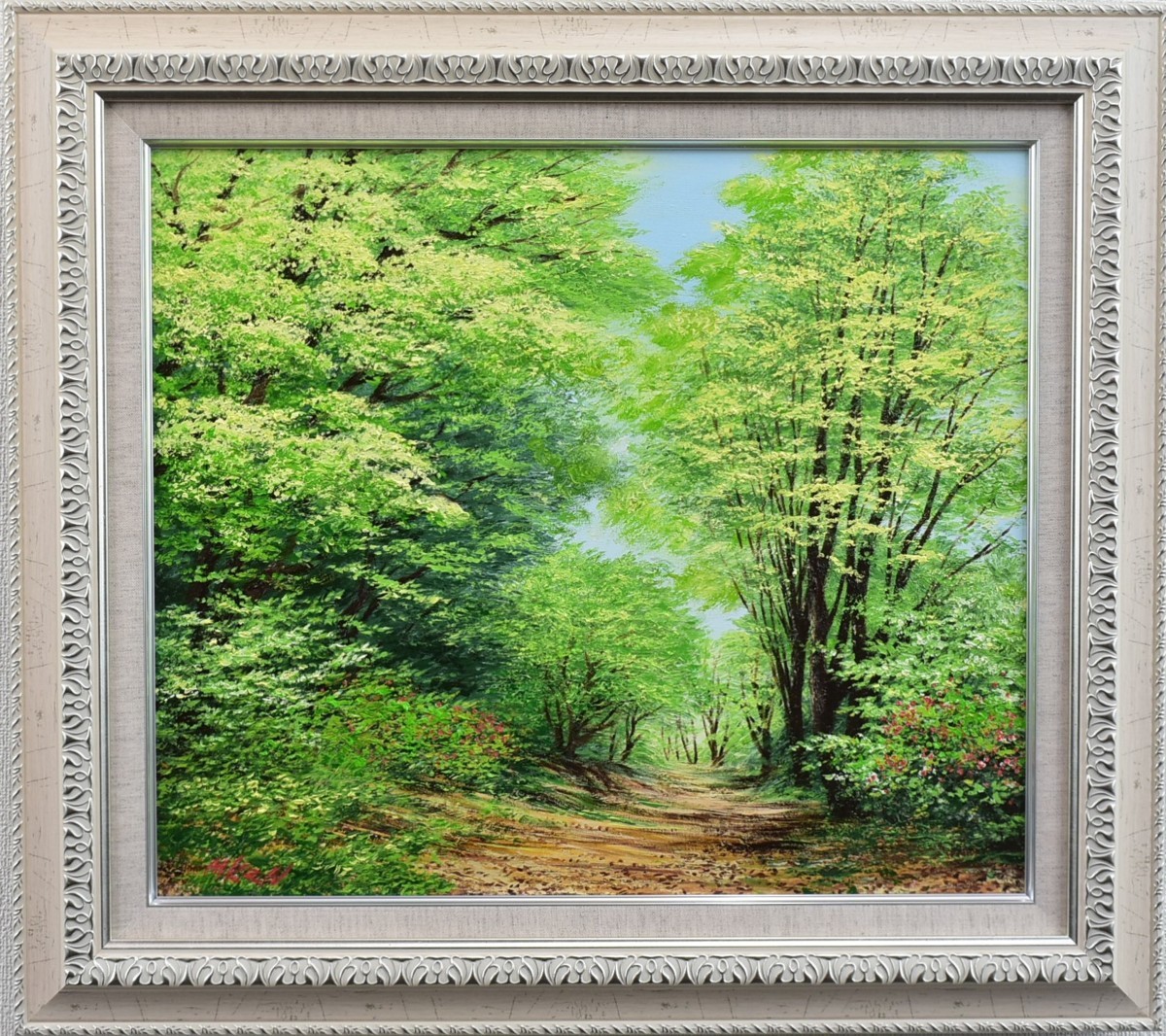 【真作】森田健一 ｢春 移ろいの森｣ 洋画 10F 【正光画廊】, 絵画, 油彩, 自然, 風景画