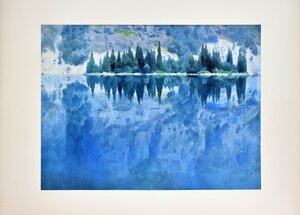 Art hand Auction 神秘的な湖が東山調の色使いで描いています 東山魁夷 複製画 ｢みずうみ｣【正光画廊･5000点出品中!お好みの作品が見かります】, その他, レンタル, 絵画, 工芸品