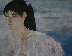 Art hand Auction Peinture japonaise recommandée ! Okamura Michiyuki, N°10 Au bord de la mer Galerie Seiko *, Peinture, Peinture japonaise, personne, Bodhisattva