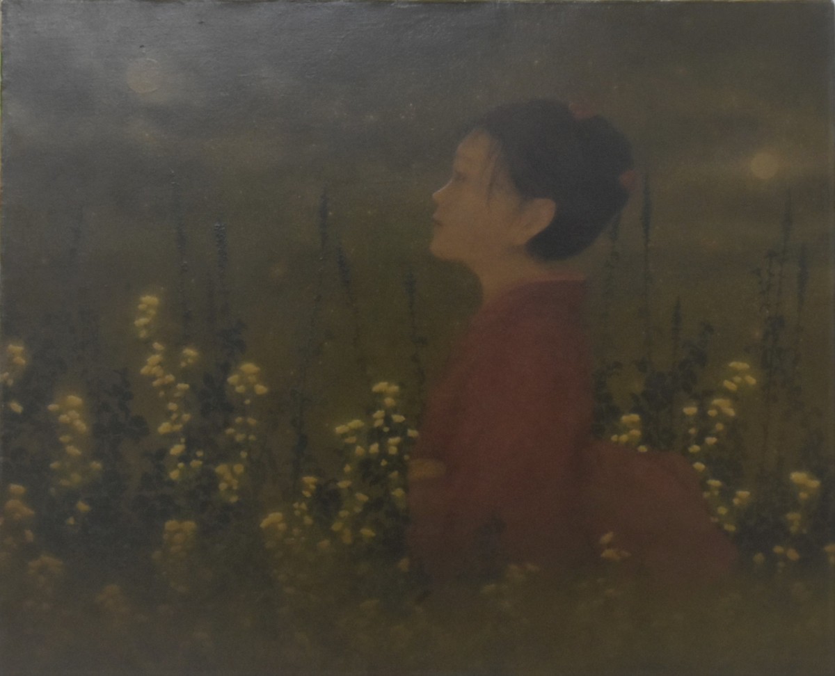Peinture à l'huile recommandée! Yukio Hayakawa, N°15 Herbe dans la galerie du jardin Masamitsu, Peinture, Peinture à l'huile, Portraits