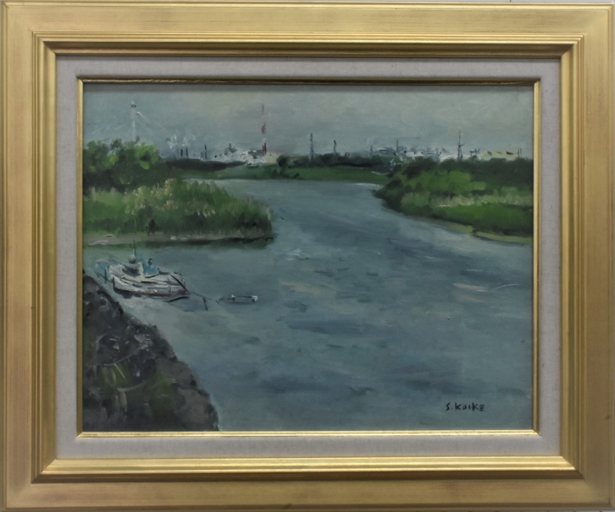 Recommended oil painting work to find! Kiyofumi Koike No. 6 City by the Sea Masamitsu Gallery, painting, oil painting, Nature, Landscape painting