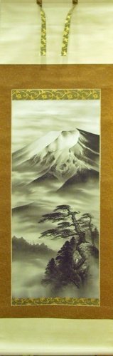 Kunio Watanabe Scroll Mt. Fuji Landscape [Seiko Gallery, 5, 000 pieces on display, you're sure to find your favorite piece], Painting, Japanese painting, Landscape, Wind and moon