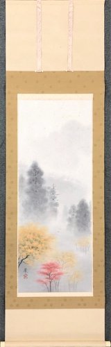 The fantastical landscape will soothe your soul. Anzai Kakyo Scroll Mist in the Mountain Gorge [Masami Gallery, 5, 000 pieces on display, you're sure to find one you like], Painting, Japanese painting, Landscape, Wind and moon