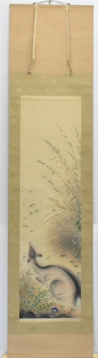 अराई कंकटा स्क्रॉल शरद ऋतु मौसम [सेको गैलरी], चित्रकारी, जापानी चित्रकला, परिदृश्य, हवा और चाँद