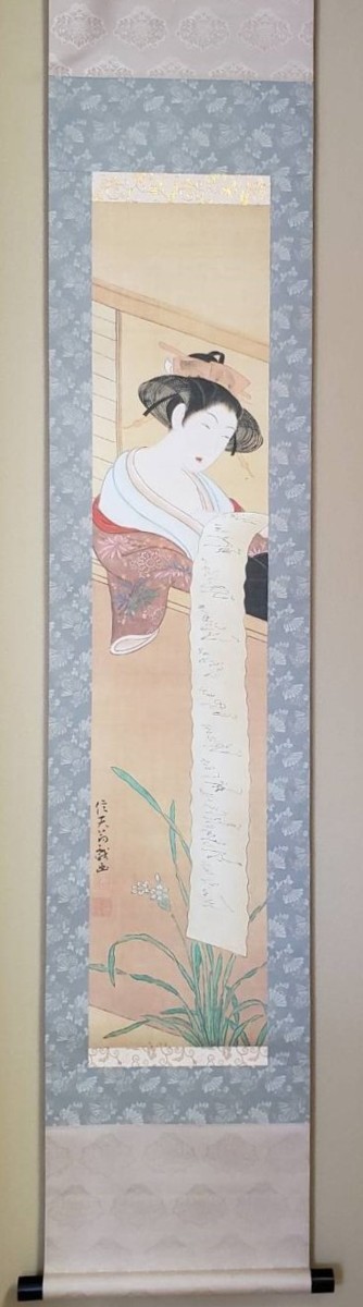 Unearthed hanging scroll! Tsukioka Setsutei Scroll (Replica) Reading Beauty Seiko Gallery, Artwork, Painting, others