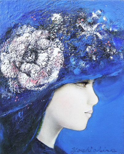 A highly finished painting of a girl wearing a flower ornament! Oil painting by Yoshiaki Tsuruoka Wind 3F Framed [Masami Gallery - 5000 pieces on display!], Painting, Oil painting, Nature, Landscape painting