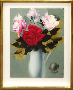 Art hand Auction 掘り出し希少作品! 油彩画･肉筆*広田稔:作｢Rose&Grey｣ 10号【正光画廊】創業53年, 都内最大級の画廊です｡*, 絵画, 油彩, 抽象画