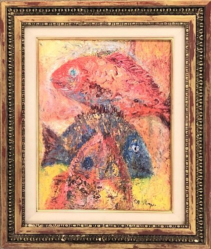 Artiste inconnu No. 8 Three Fish [Galerie Masamitsu, 5 500 objets exposés, trouvez votre œuvre préférée], peinture, peinture à l'huile, peinture nature morte