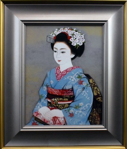 Auch das Muster auf dem Kimono ist wunderschön. Yuji Fukumoto, Nr. 6 Kyoto Maiko [Maiko Galerie, 5, 000 Stücke ausgestellt! Sie werden sicher ein Stück finden, das Ihnen gefällt], Malerei, Japanische Malerei, Person, Bodhisattva