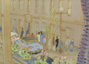 Art hand Auction Сигехико Исикава Гиндза Пейзаж пастелью [Галерея Масамицу], произведение искусства, рисование, пастельная живопись, рисунок карандашом