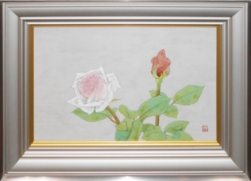 Esta es una pintura japonesa horizontal con una cualidad calmante que es mucho. Fujio Iwabe 10M Flores y rosas [Galería Masami, 5, 000 piezas en exhibición, seguro que encontrarás algo que te guste], Cuadro, pintura japonesa, Flores y pájaros, Fauna silvestre