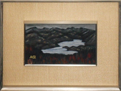 Seltenes und ausgegrabenes Werk! Japanische Malerei, handgemalt von Akira Shimoyasu: Landschaft 2M, Malerei, Japanische Malerei, Landschaft, Wind und Mond