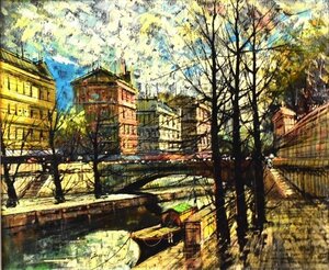 真作 ルイージ バッシーニ Luigi Bassini 「外国風景」 油彩画 20F 額付 イタリア人気画家 【正光画廊】 都内最大級の画廊です 創業53周年*