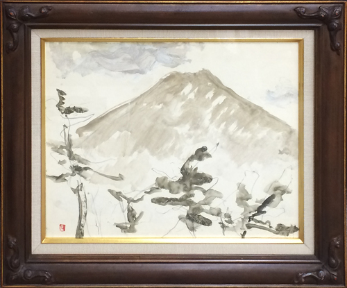 おすすめ美麗作品!*肉筆･水彩画*:鈴木千久馬:作｢富士｣色紙, 絵画, 日本画, 山水, 風月