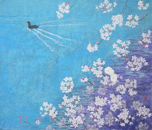 日本著名画家的作品！中条理子第 10 号蝴蝶(III)(樱花/砰) - 从樱花到花朵, 精工画廊装裱, 绘画, 日本画, 花鸟, 野生动物