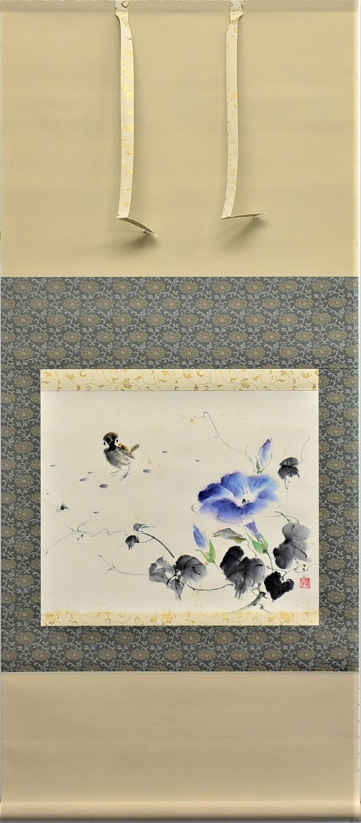 Ryoko Kawanishi Achse Morning Glory [Masamitsu Gallery], Malerei, Japanische Malerei, Blumen und Vögel, Vögel und Tiere