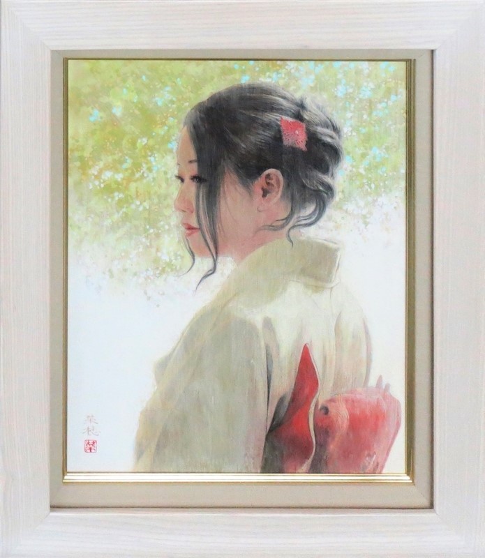 Pintura japonesa Naho Kamiya No. 8 Spring Breeze con pegatina [Galería Seiko], Cuadro, pintura japonesa, persona, Bodhisattva