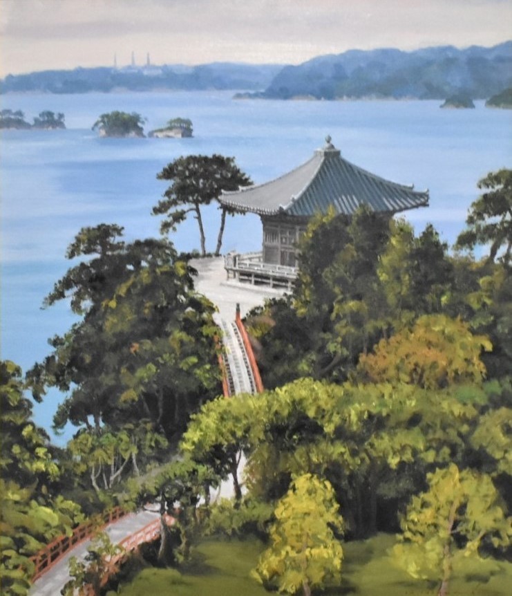 Pintura al óleo de Hiroshi Higuchi 10F Matsushima Godaido [Galería Masamitsu], cuadro, pintura al óleo, Naturaleza, Pintura de paisaje