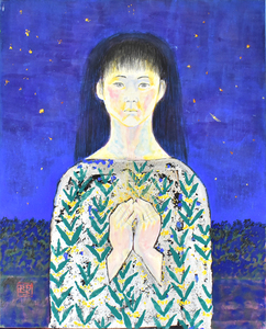 Art hand Auction Beliebtes Werk eines japanischen Malers! Rieko Nakajo Nr. 3 Sterne sammeln Gerahmtes Werk [Masamitsu Gallery], Malerei, Japanische Malerei, Blumen und Vögel, Vögel und Tiere
