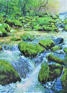 人気画家油絵作品! 　　上鈴木正一　　8P　　「渓流」　　　　　　　　　　　正光画廊