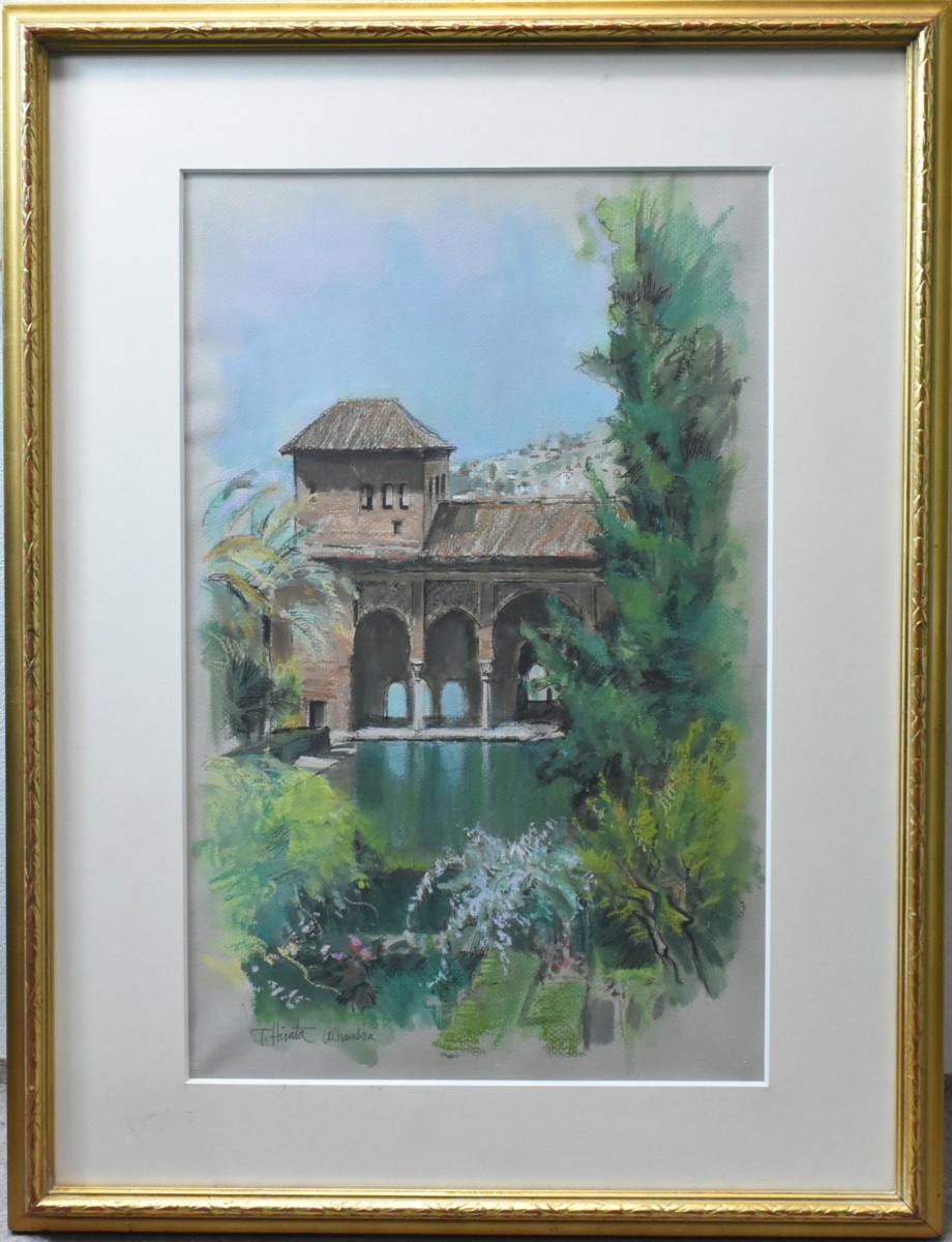 Recommended works to find! Pastel Tetsuo Hirata Alhambra (Spain) [Masamitsu Gallery], artwork, painting, pastel painting, crayon drawing