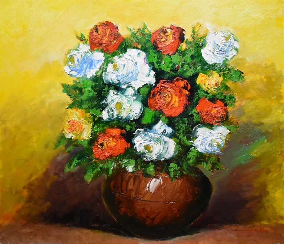 Recommended work! Masashi Miyata, No. 10 Rose Seiko Gallery, Painting, Oil painting, Still life