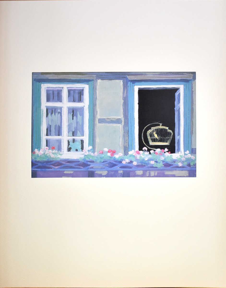 Светлые тона напоминают о весне. Репродукция картины Кая Хигасиямы «Окно с цветами» в рамке [Галерея Масами, 5, 000 работ на выставке! Вы найдете работу, которая вам понравится., другие, аренда, Рисование, Ремесло