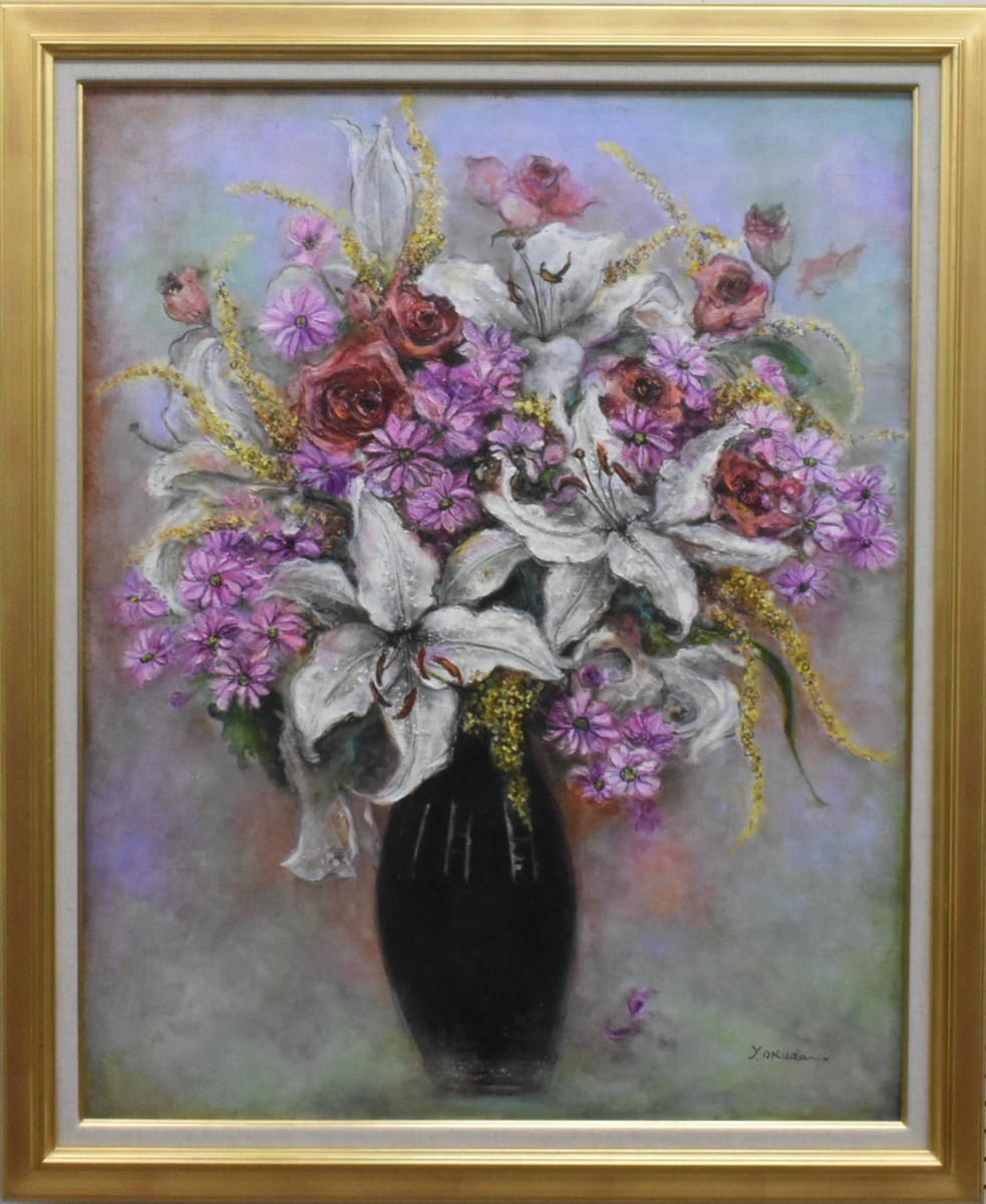 Une peinture à l'huile rare ! Yukie Okuda, N ° 30, Danser dans les fleurs, Galerie Seiko*, Peinture, Peinture à l'huile, Nature morte