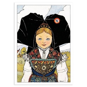 アルザス Hansi ハンジ 女の子と民族衣装 ポストカード フランス 製 グリーティングカード 絵はがき