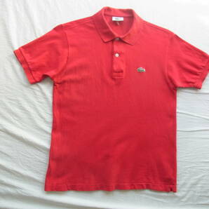 LACOSTE  ラコステ 鹿の子素材 定番ポロシャツ 型番 L1212 サイズ 3 日本製 レッド ㈱大沢商会製の画像1