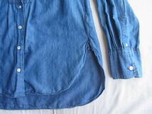 NIGEL CABOURN 　ナイジェル ケーボン 綿麻インディゴシャンブレー　Aライン　バンドカラーシャツ　サイズ 10 日本製_画像6