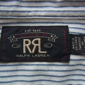 RRL ダブル アール エル ラルフローレン ストライプ柄 バンドカラーシャツ サイズ Sの画像5