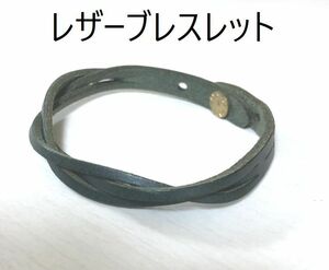 Art hand Auction レザークラフト ハンドメイド ブレスレット モスグリーン 本革, ブレスレット, バングル, ブレスレット, 皮革