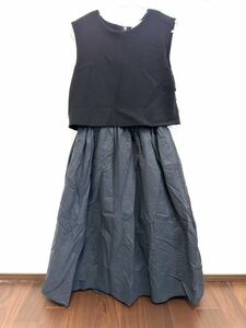 mila owen ノースリーブワンピース ドレス ギャザースカート ブラック ◎16-25