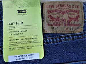 Levis 511 リーバイス FLEX スリム ストレッチ ジーンズ　Ｗ36-L32　92cm