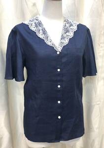  Ralph Lauren blouse linen retro shirt navy 18665611