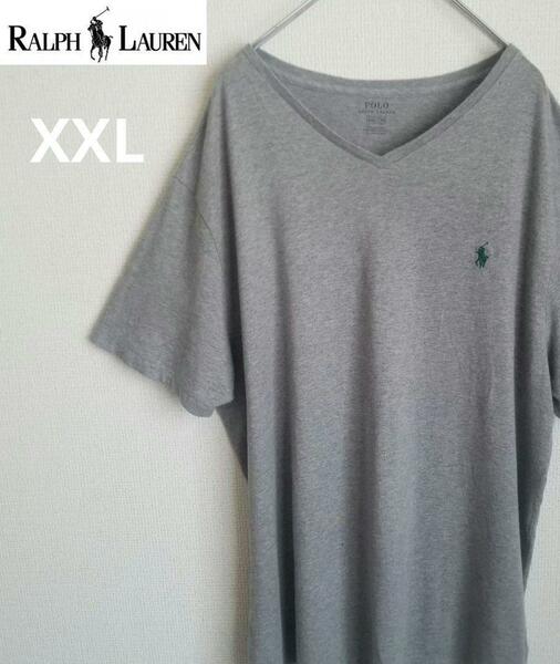 ポロラルフローレン V首Tシャツ メンズ XXL Vネック 刺繍ロゴ POLO by Ralph Lauren ポロラルフローレン 　古着