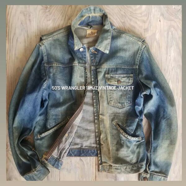 50's ～60's Wrangler 11MJZ vintage jacket ラングラーヴィンテージデニムジャケット　オリジナル　当時物　Gジャンサイズ：40　 