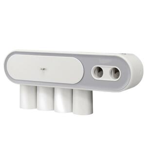 歯磨き粉ディスペンサー Lサイズ コップ4個/歯ブラシ4本置ける 浴室収納ボックス
