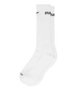 STUSSY × NIKE DRI-FIT CREW SOCKS White 白 Mサイズ 23～25cm ソックス 靴下 オンライン購入品 新品未使用 ステッカー付き