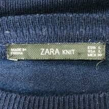 a00278 ZARA ザラ ニット 長袖 薄手 丸首 シンプル スナップボタン L(USA) ネイビー 紺 無地 レディース 万能 上質 上品 華やか 古着 USED_画像7