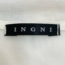 a00362 極美品 INGNI イング Tシャツ 半袖 薄手 透け感 丸首 サイズM ホワイト ブラック レディース ビックプリント カジュアル 万能 古着_画像8